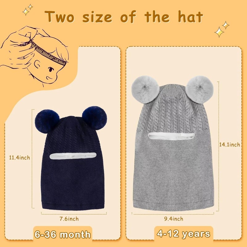 HAITHO Baby Winter Hat Scarf Set 2 Pack, Toddler Beanie Hats Girl Boy with Neck Warmer, Beanie for Kids Knit Warm for Cold Weather - Image 4